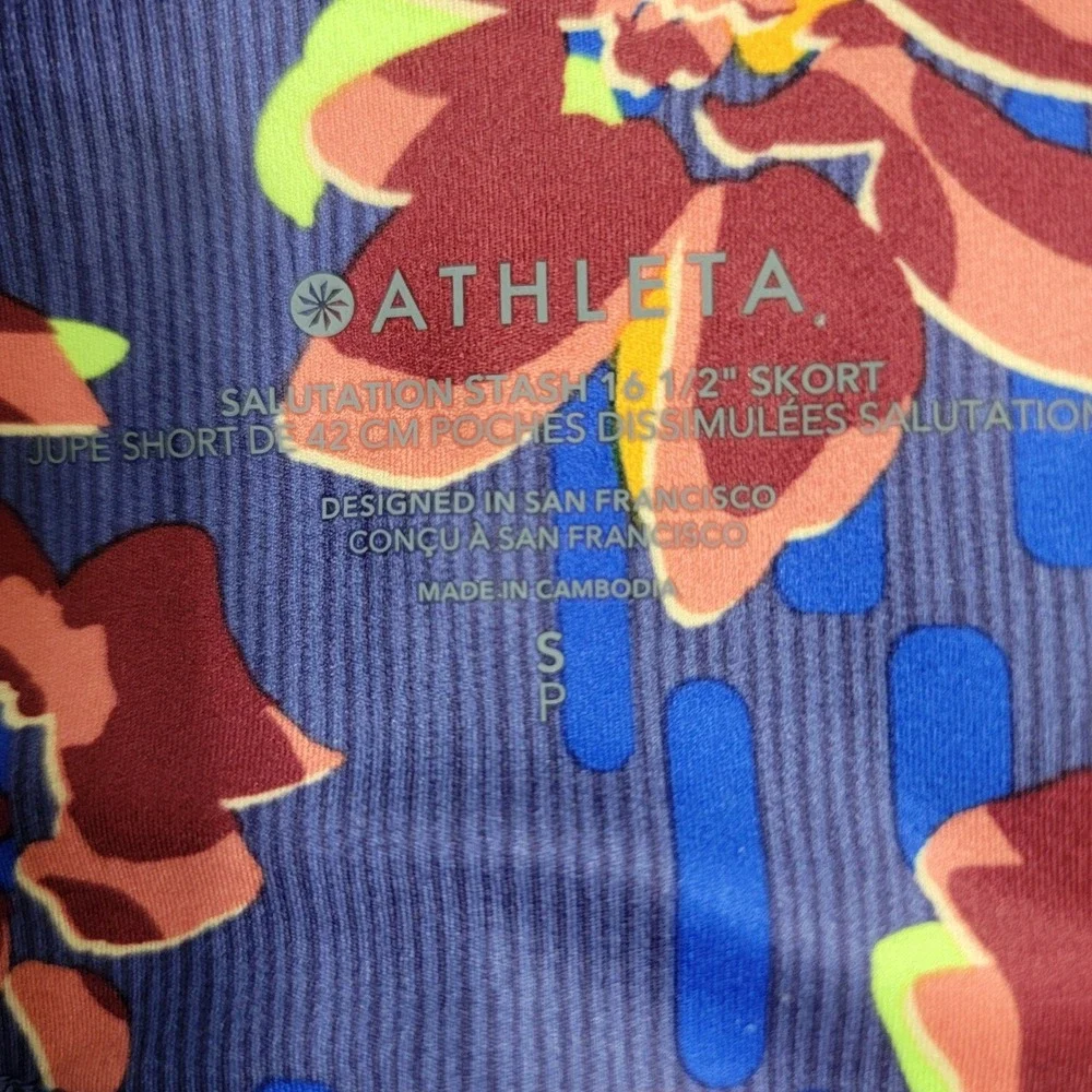 Athleta Salutation Stash 16.5 Skort‎ Floral Powervita Blue Purple Small NWT